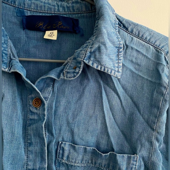 Denim Long Sleeve Top Roll Up Sleeves XS - Picture 3 of 6